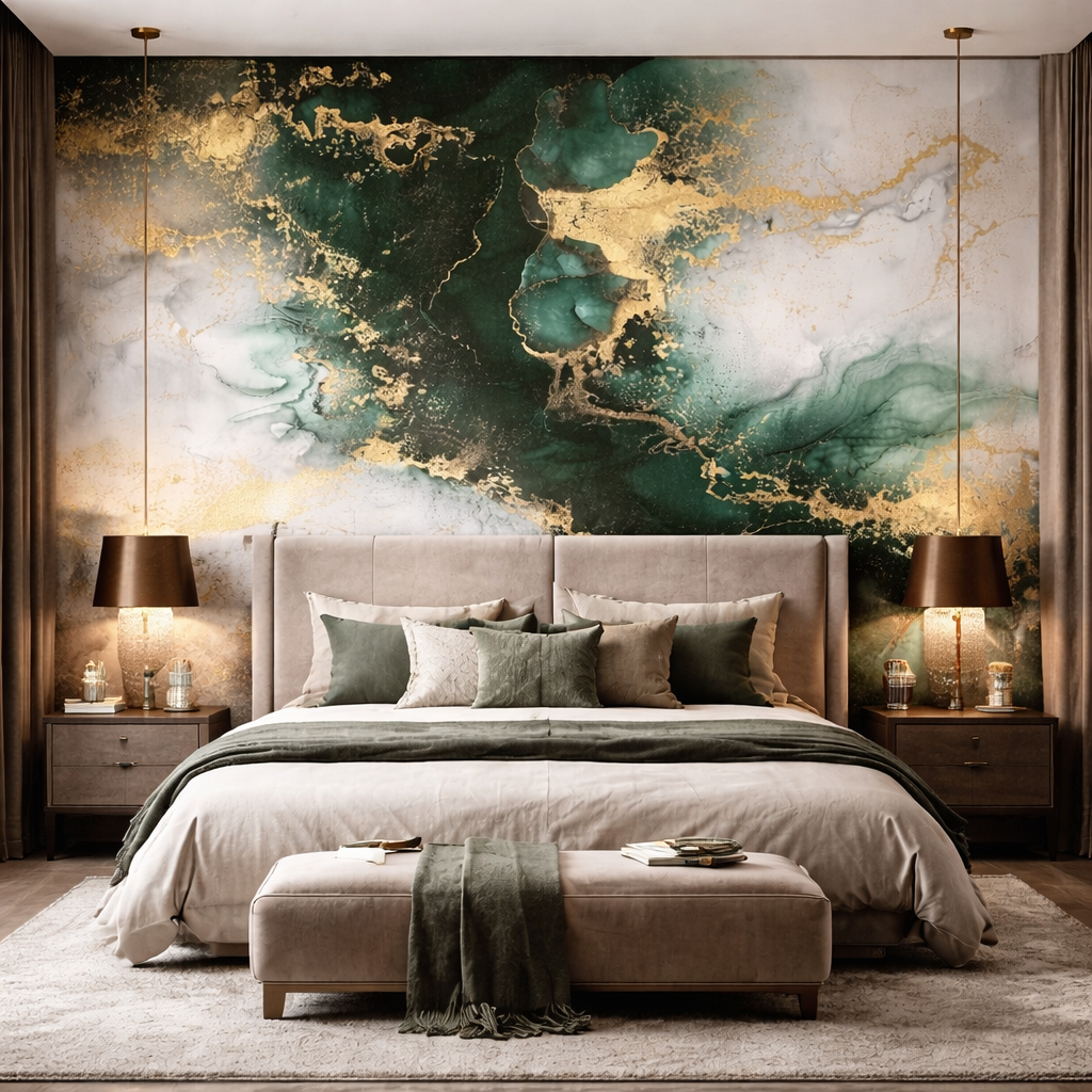 Emerald Mirage Marble Wallpaper