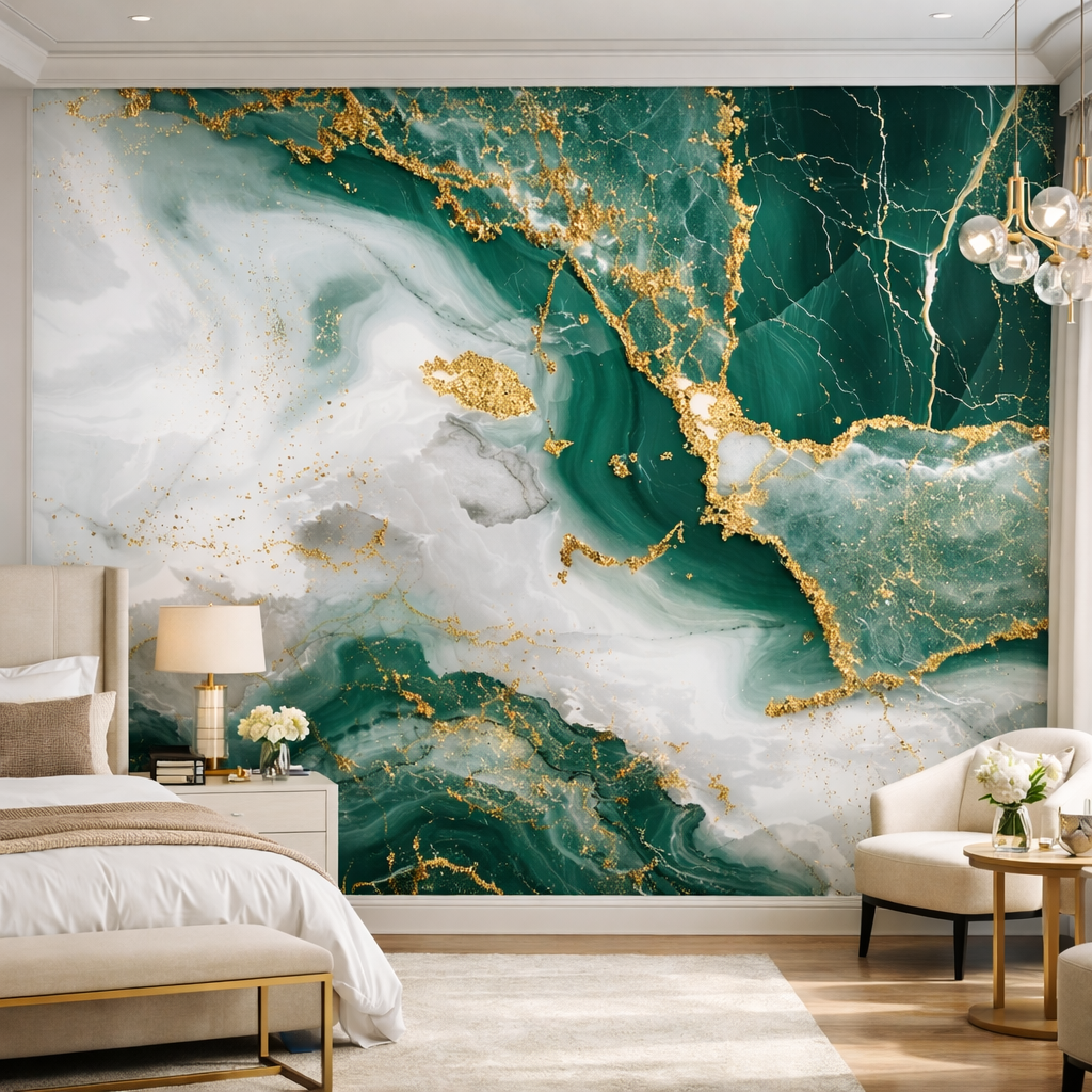 Verdant Silk Marble Wallpaper