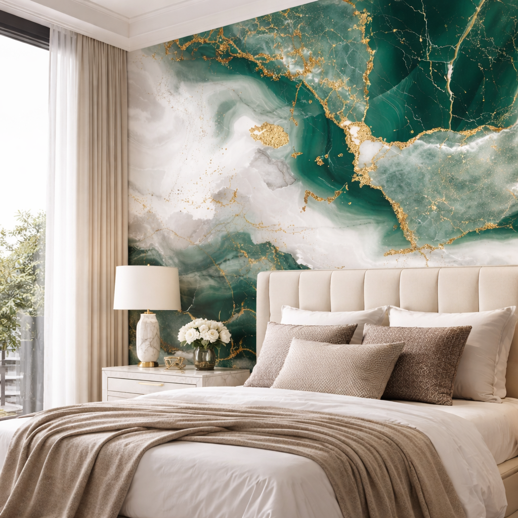 Verdant Silk Marble Wallpaper