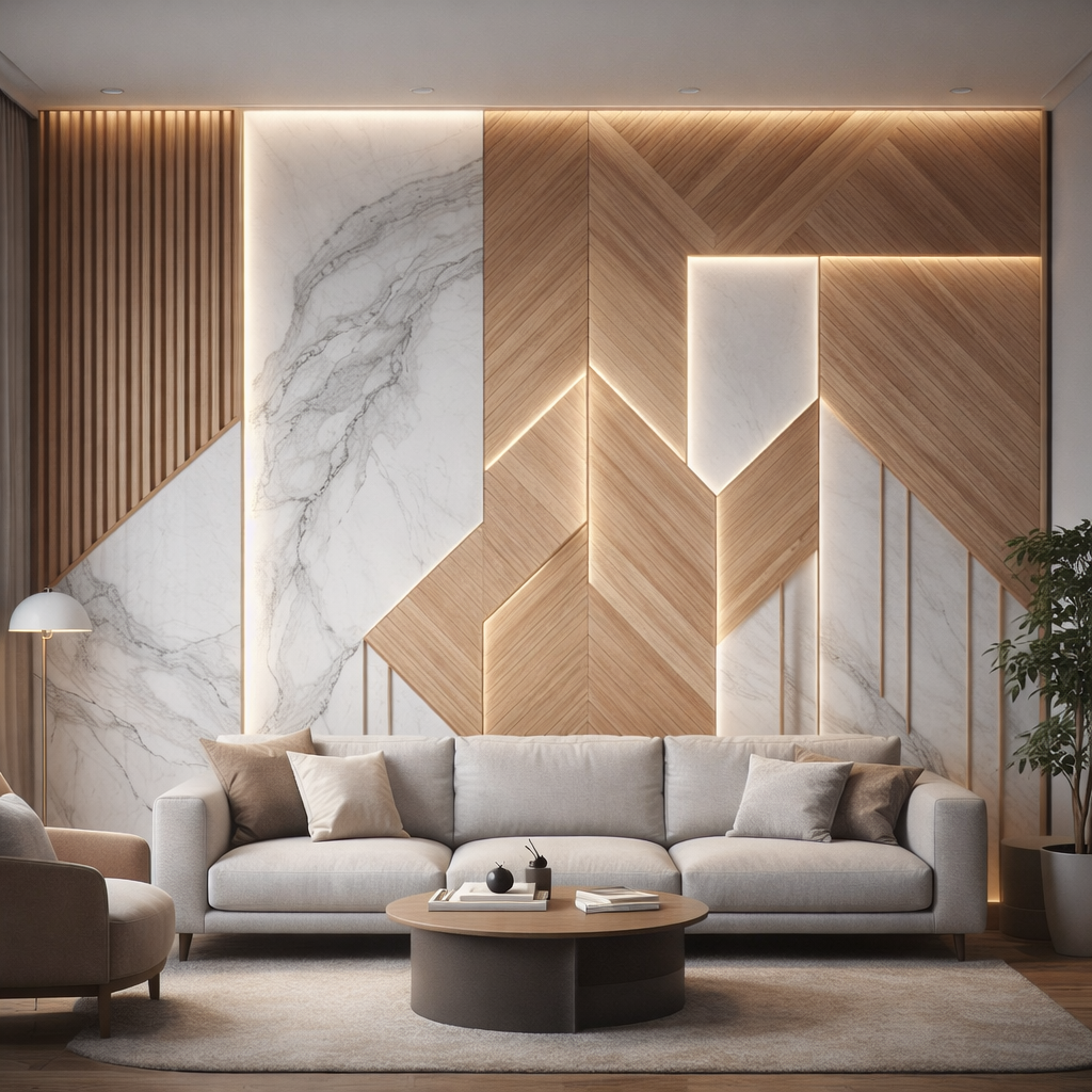 Luxe Marble Wood Wallpaper