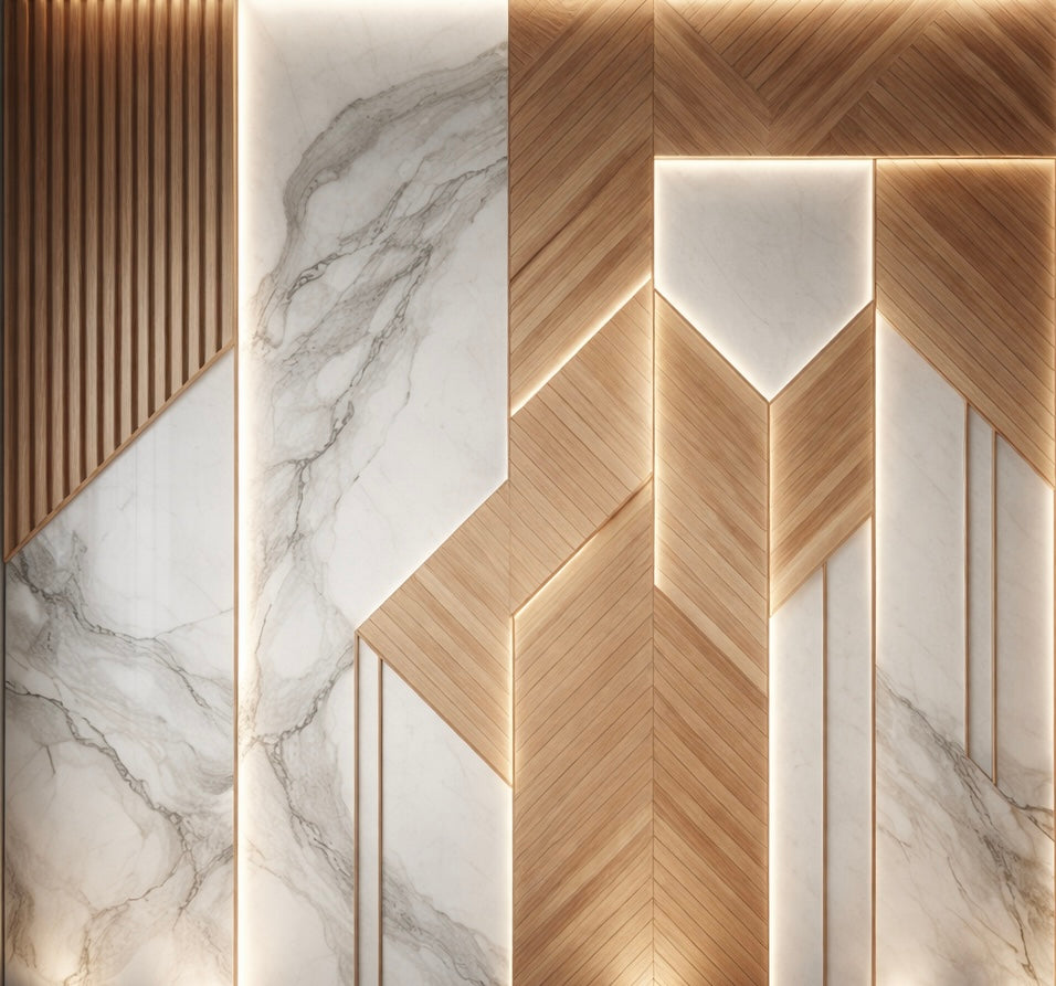 Luxe Marble Wood Wallpaper
