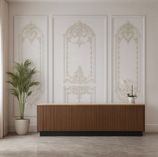Ornate Classical Panel Wallpaper applied to the wall