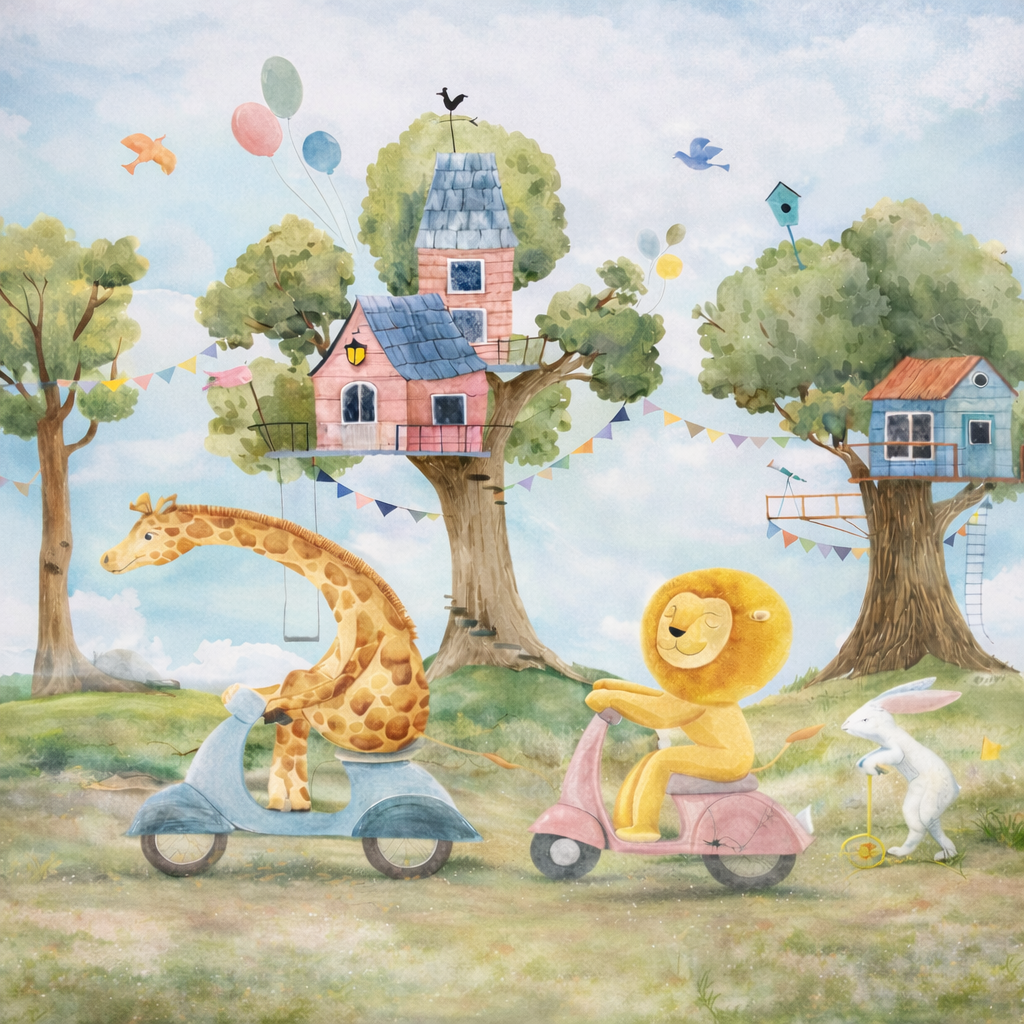 Whimsical Treehouse Wallpaper