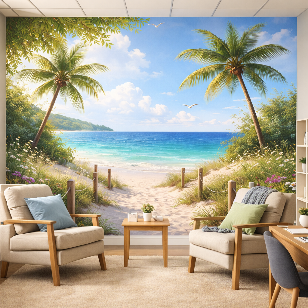 Palm Paradise Ocean View Wallpaper