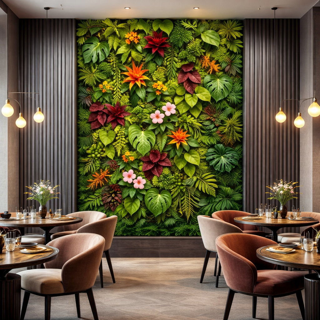 Exotic Floral Botanical Wallpaper applied to the wall
