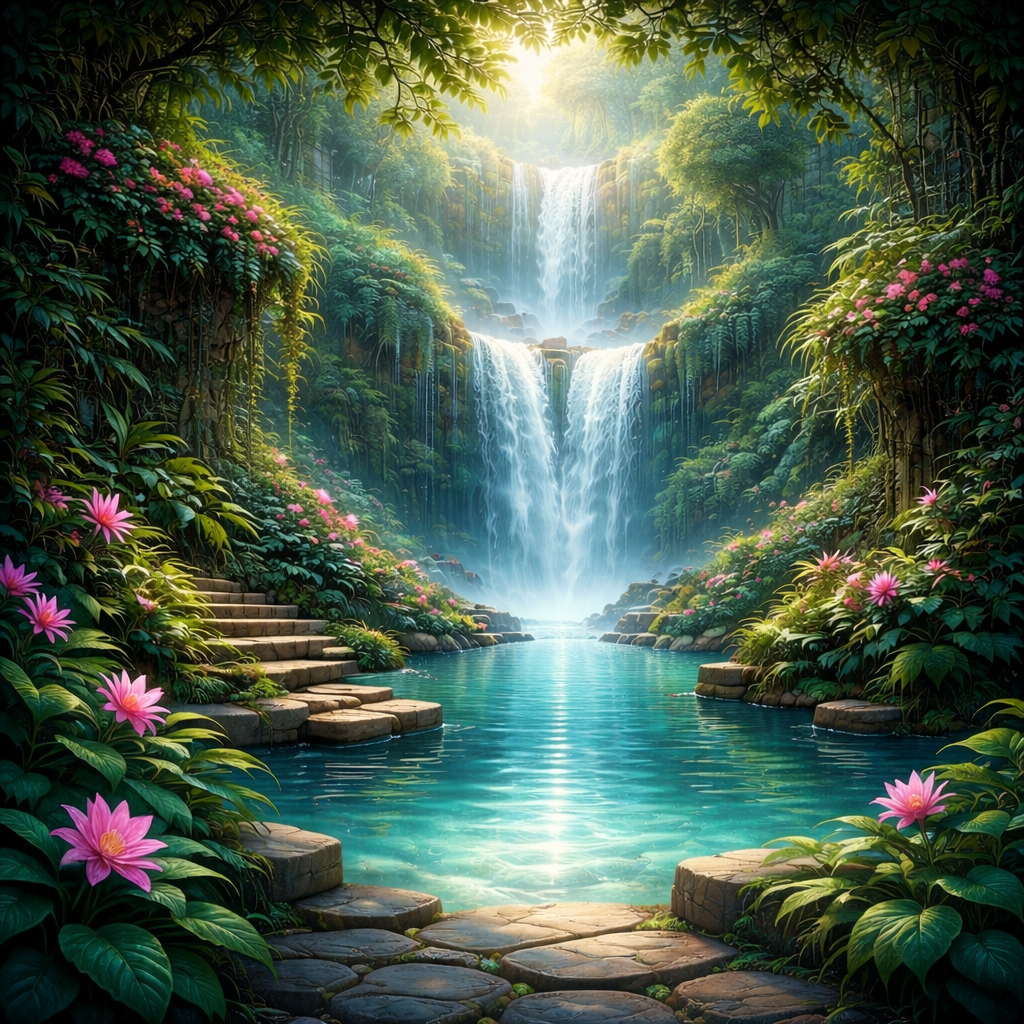 Waterfall Garden Wallpaper