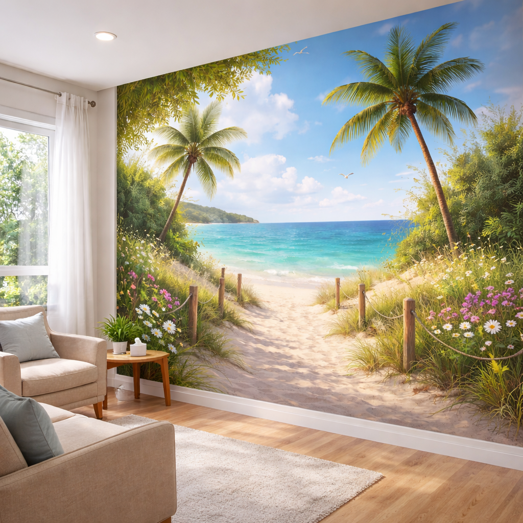 Palm Paradise Ocean View Wallpaper