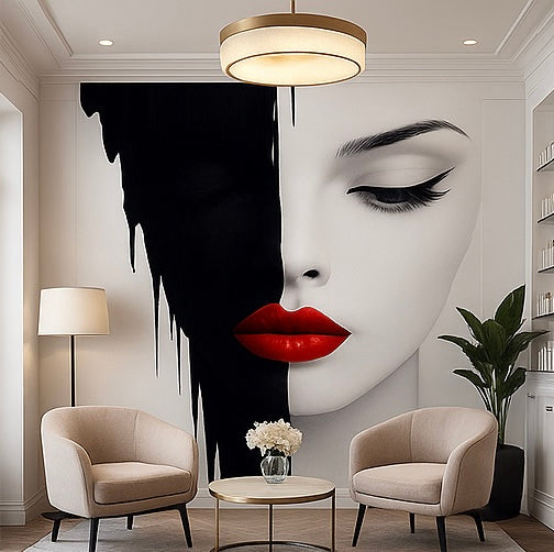 Noir Femme Beauty Wallpaper applied to the wall