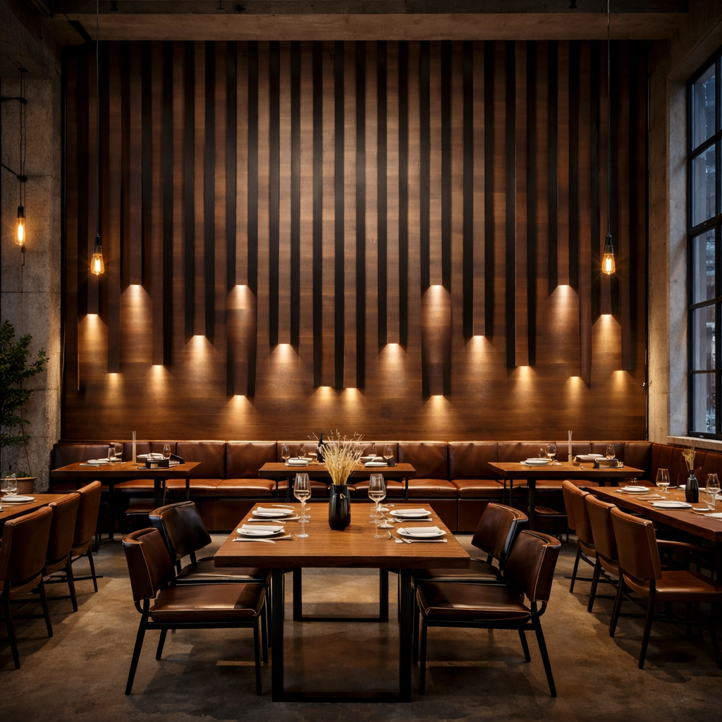 Warm Ambient Wood Slats Wallpaper Mural applied to the wall