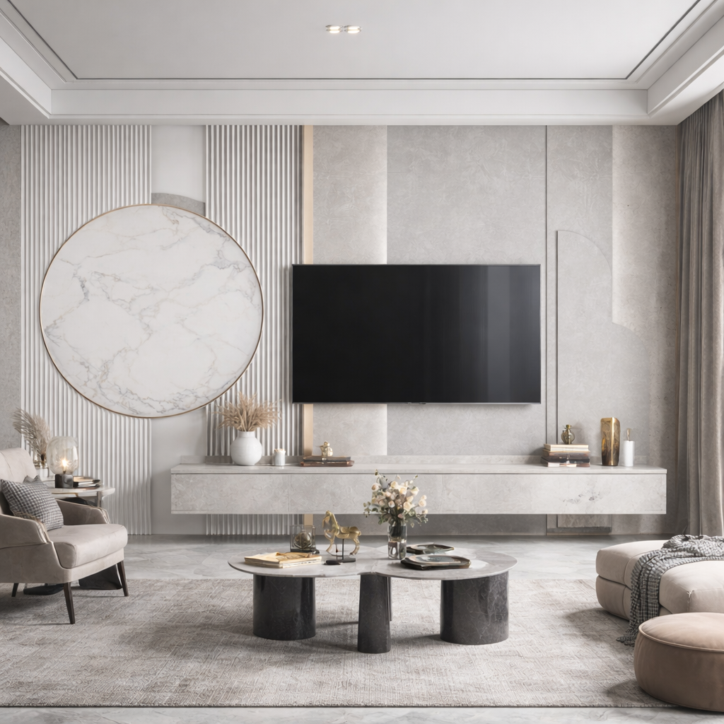 Herringbone Fusion Wallpaper applied to the wall