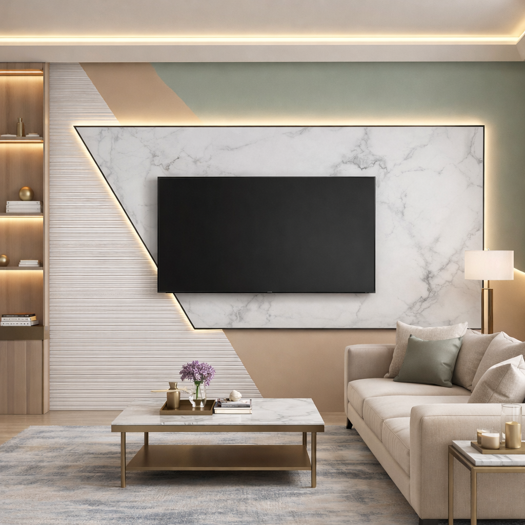 Caldera Grid Wallpaper applied to the wall