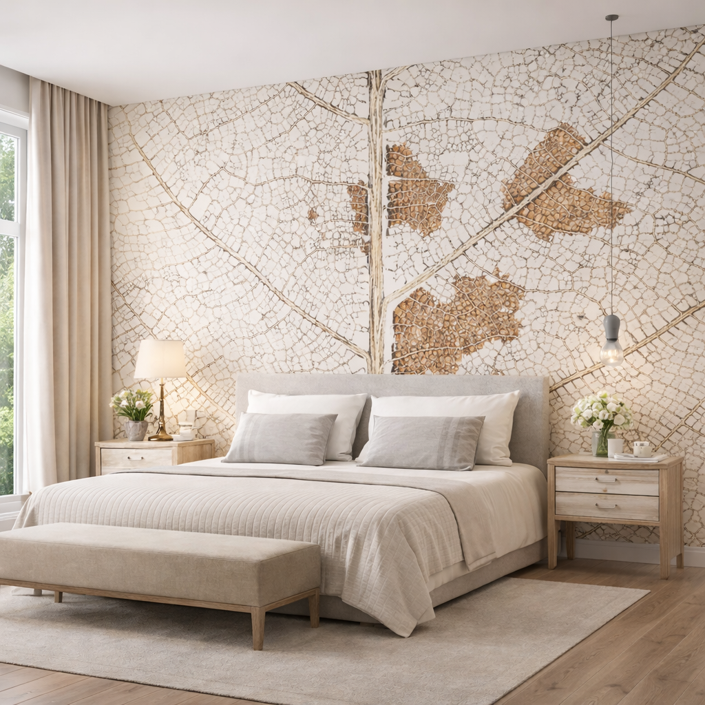 Golden Vein Leaf Wallpaper