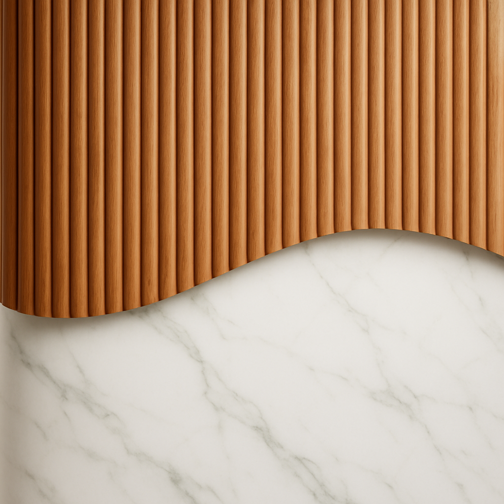 Sculpted Wood & Marble Flow Wallpaper