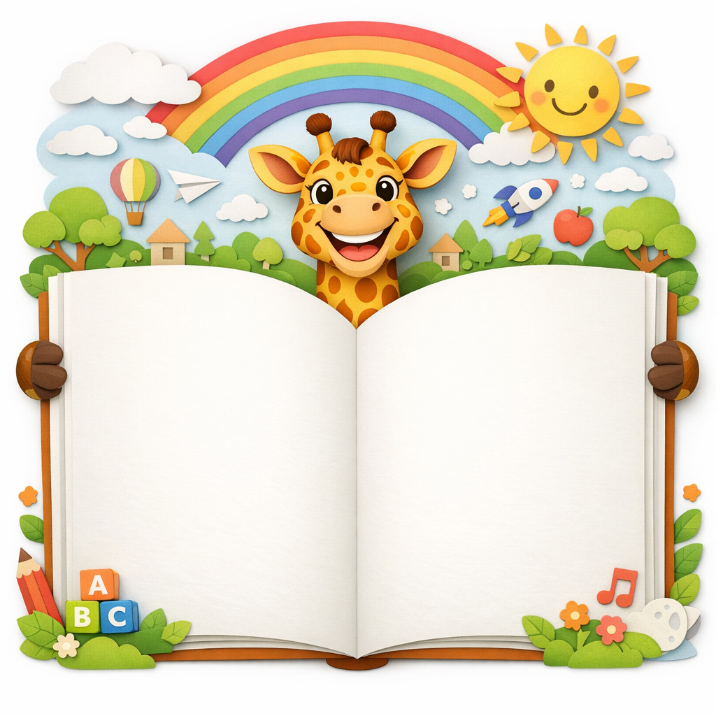 Wipeable Giraffe Open Book Wallpaper