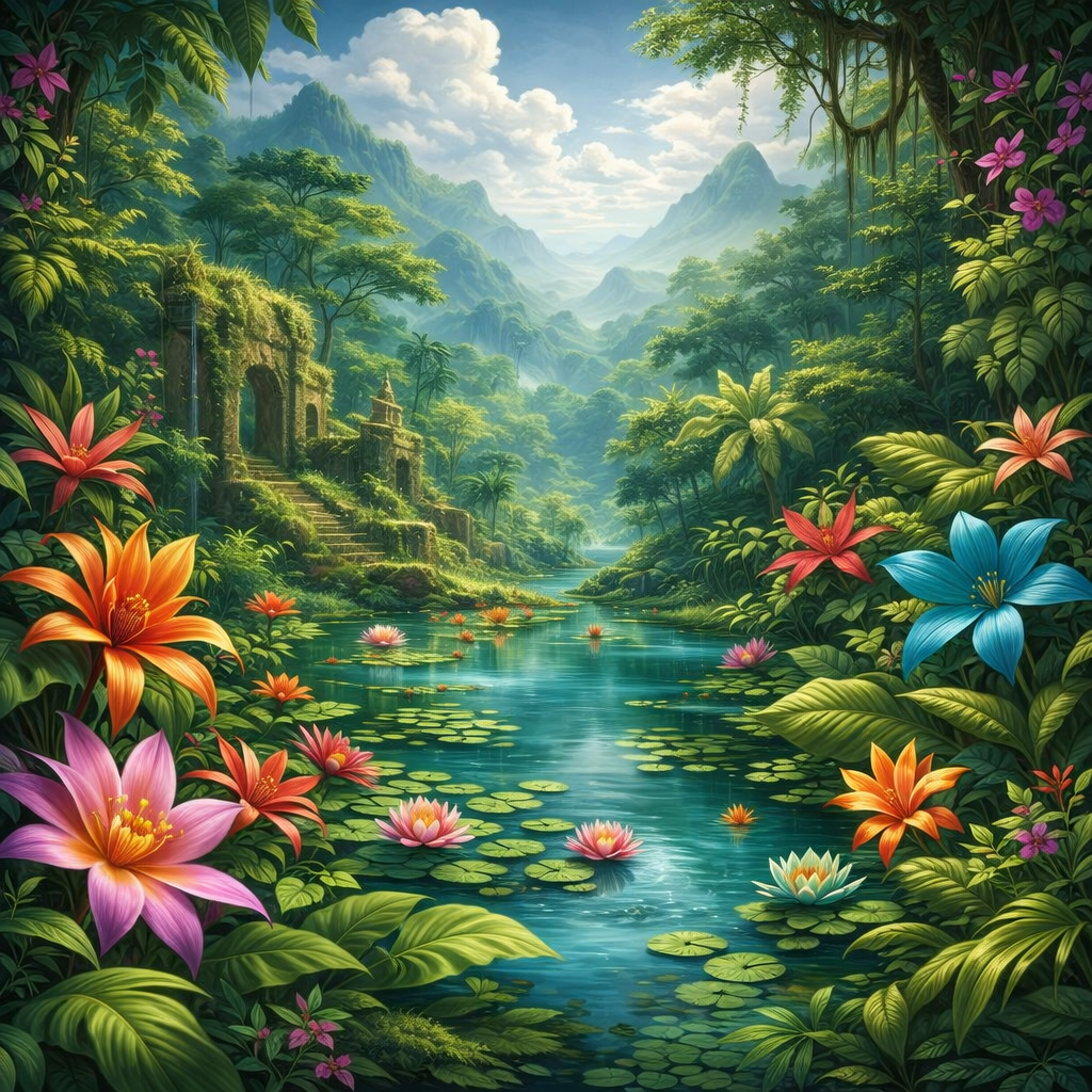 Jungle Lagoon Wallpaper