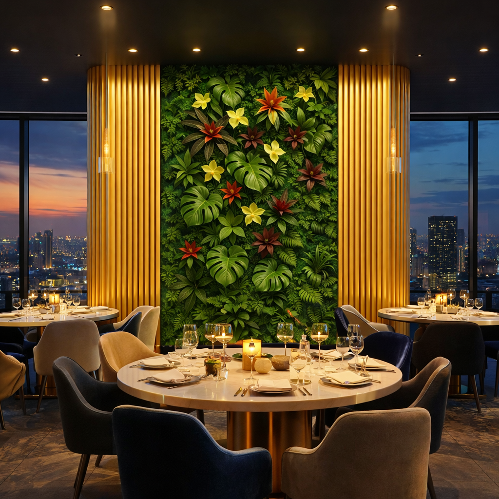 Botanical Green Wall Wallpaper applied to the wall