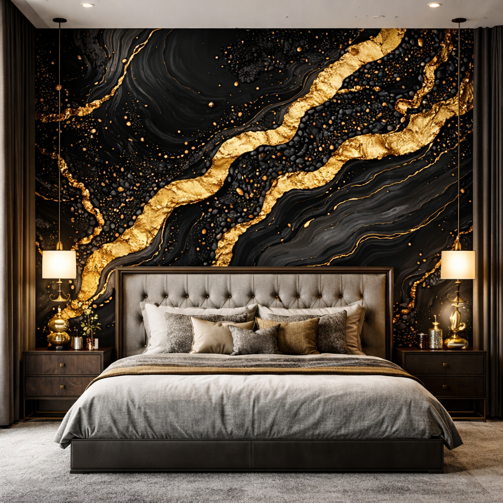 Noir Opal Marble Wallpaper