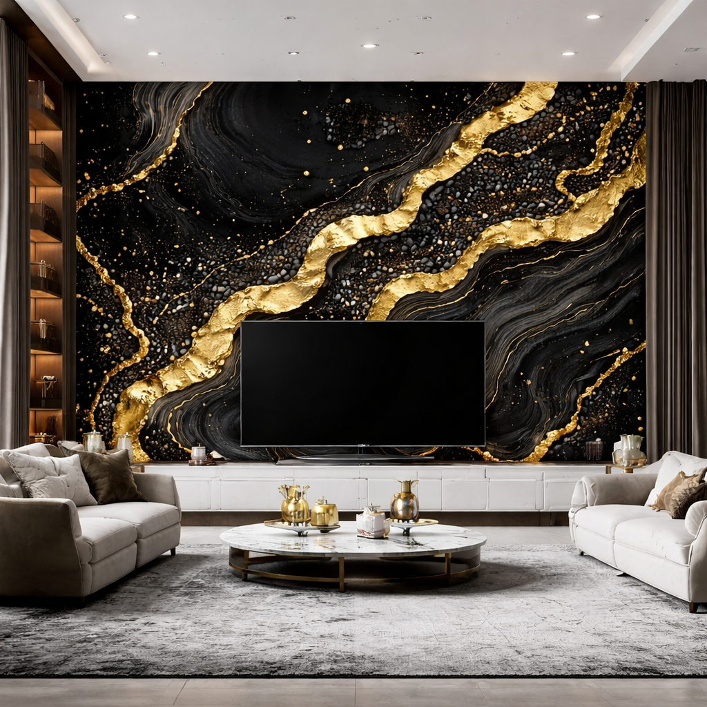 Noir Opal Marble Wallpaper