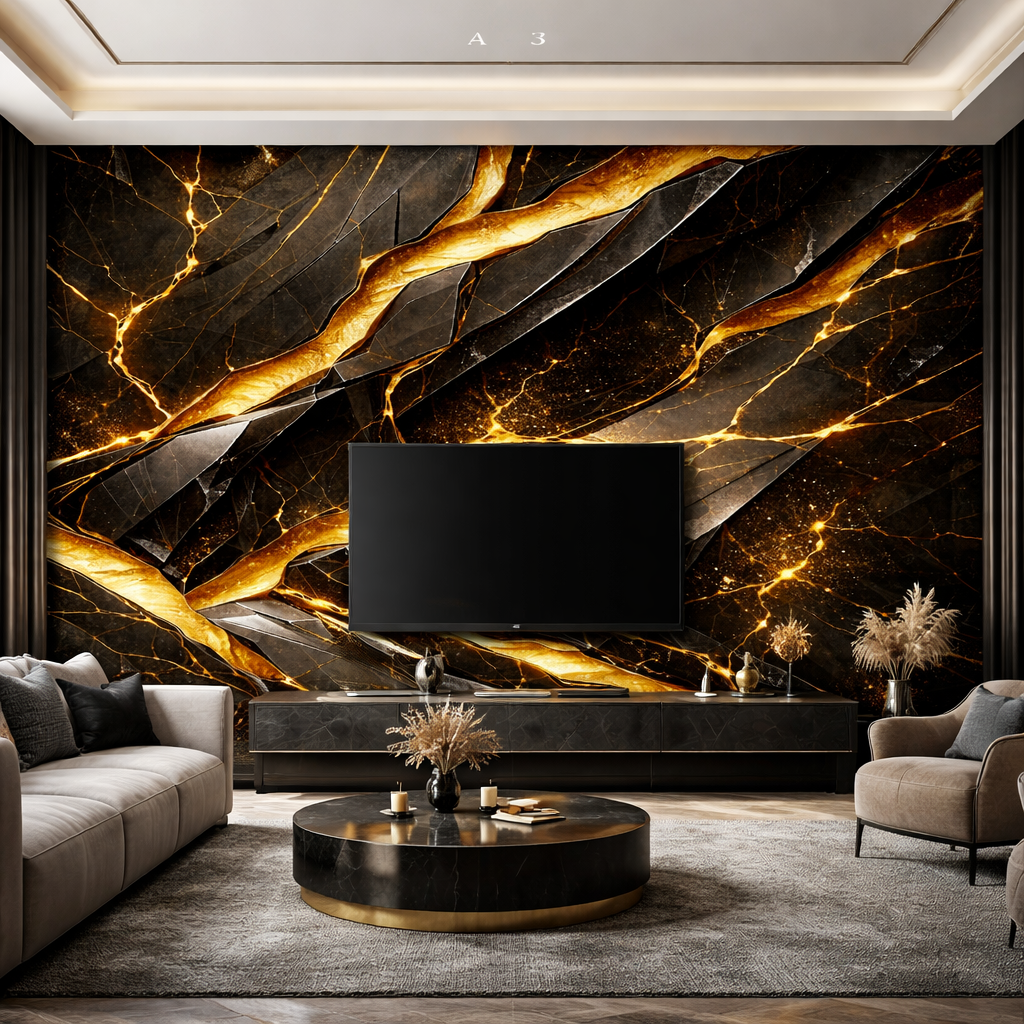 Golden Noir Marble Wallpaper