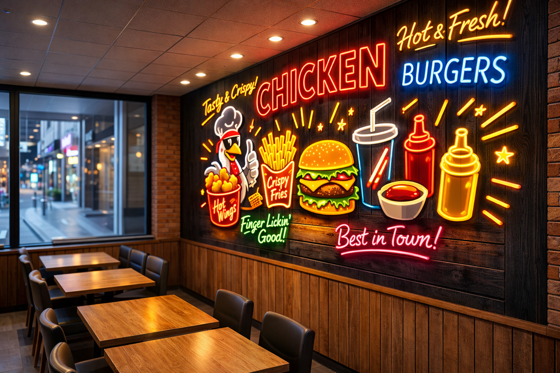 Neon Effect Chicken Fast Food Wallpaper