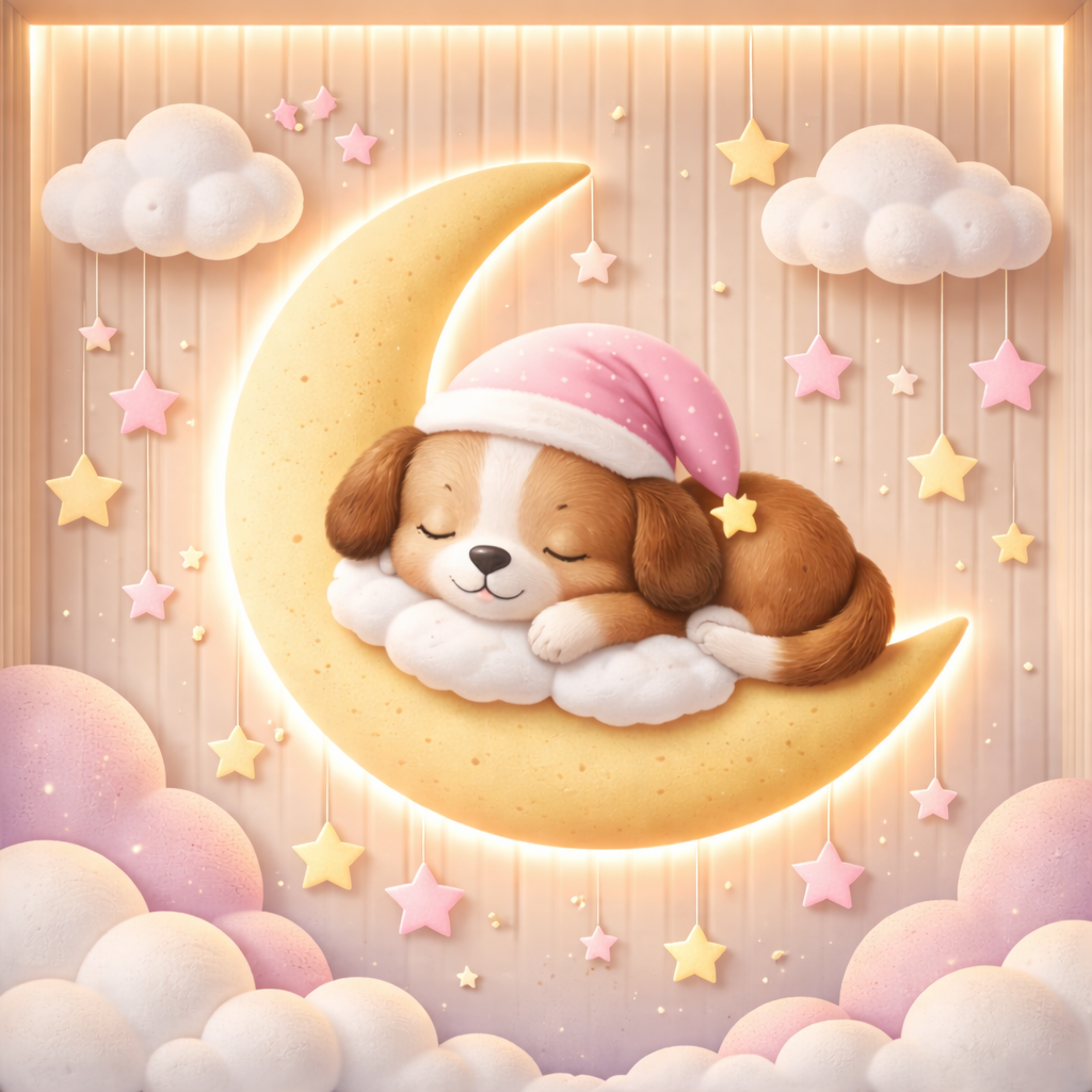 Dreamy Moonlight Puppy Wallpaper