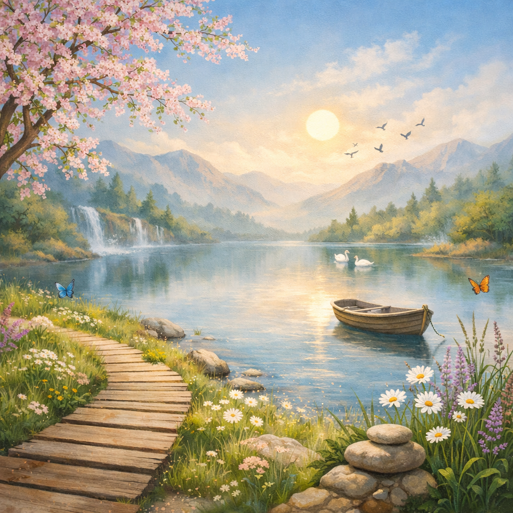 Serenity Lake Path Wallpaper