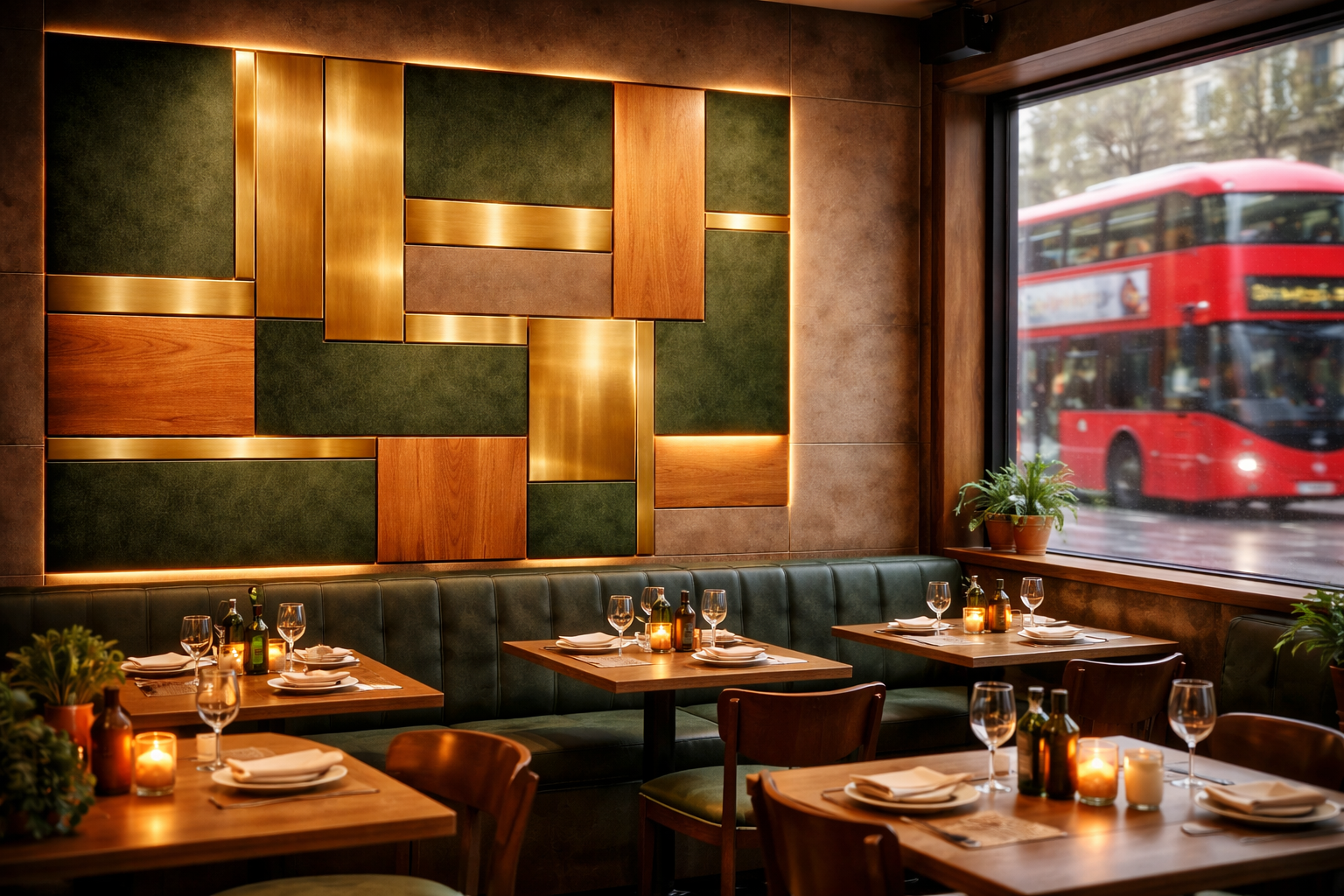 Modern Panel Restaurant Wallpaper