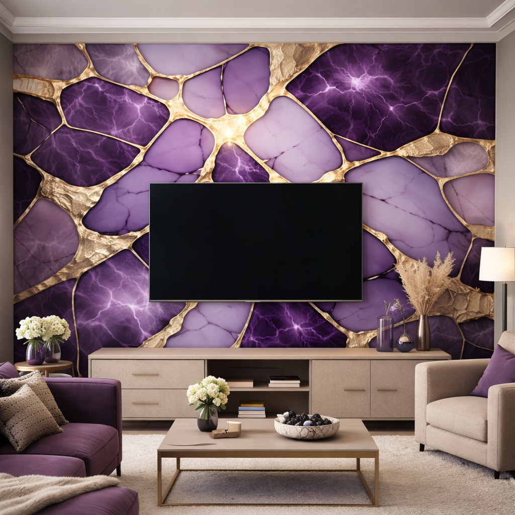 Imperial Amethyst Marble Wallpaper