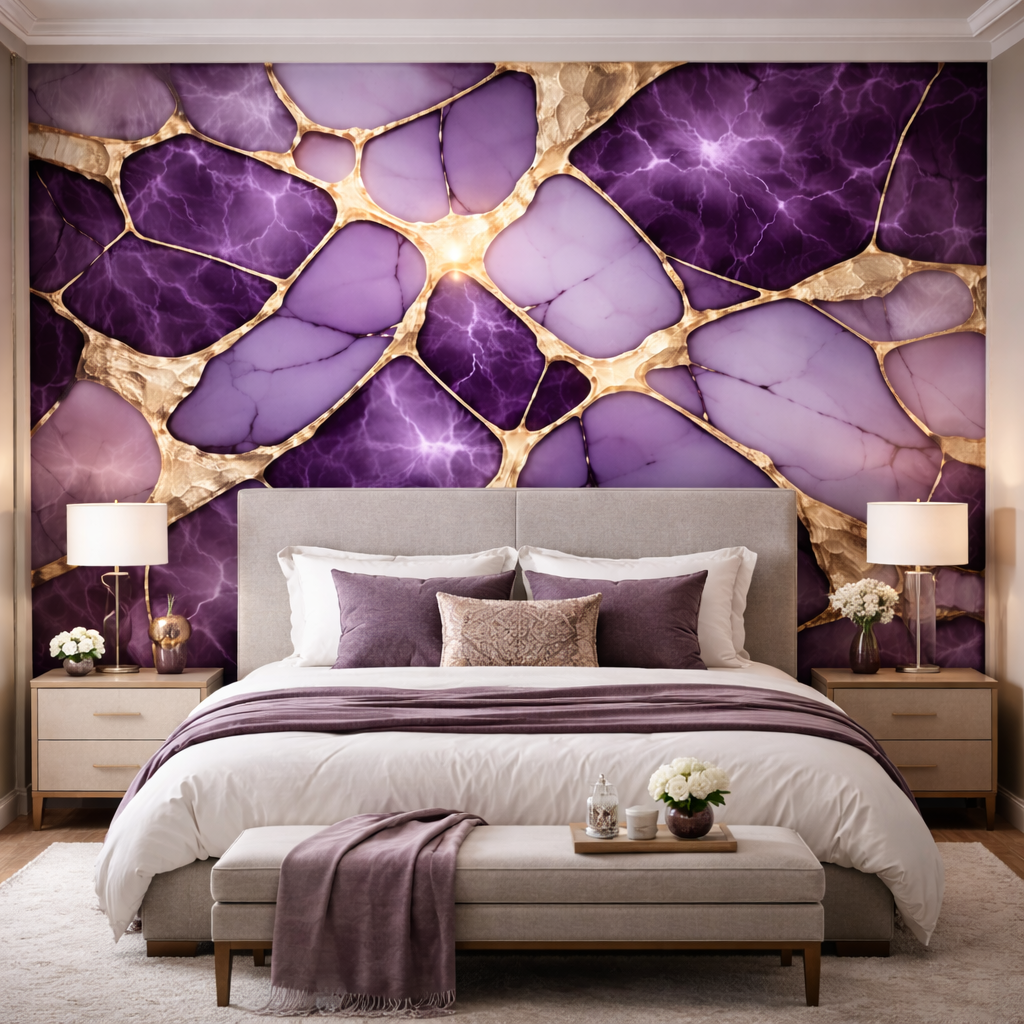 Imperial Amethyst Marble Wallpaper