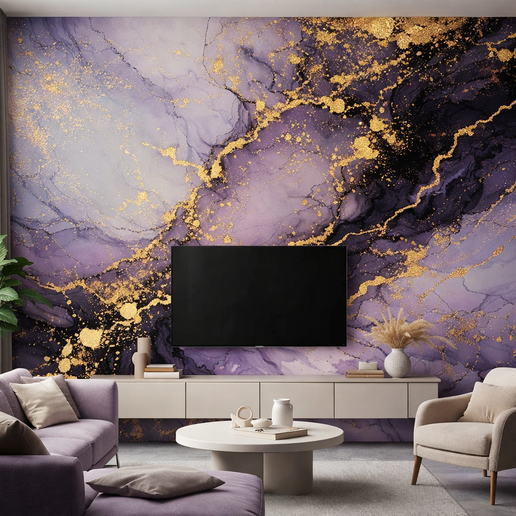 Imperial Bloom Marble Wallpaper