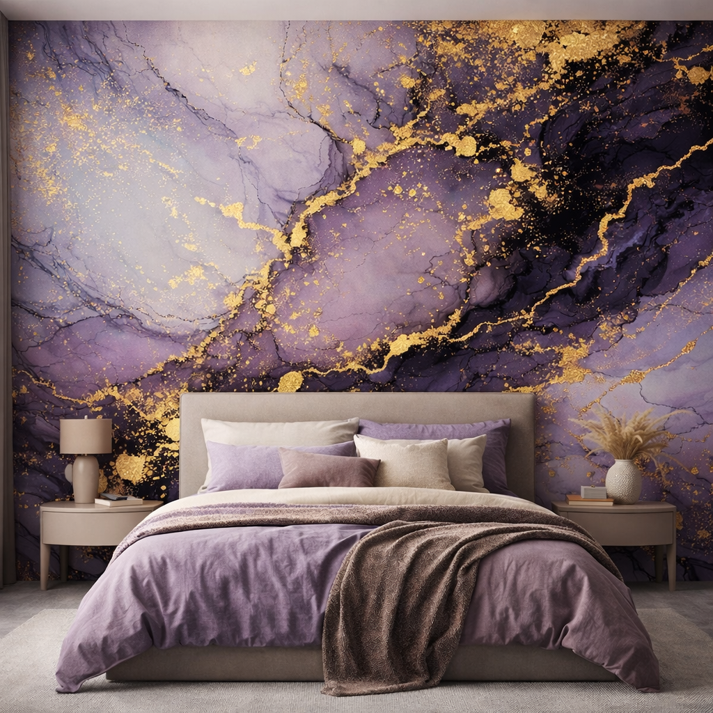 Imperial Bloom Marble Wallpaper