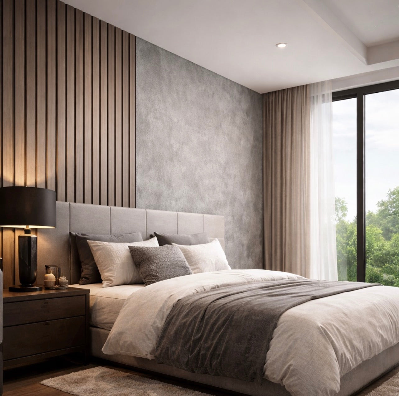 Concrete Slat Harmony Wallpaper