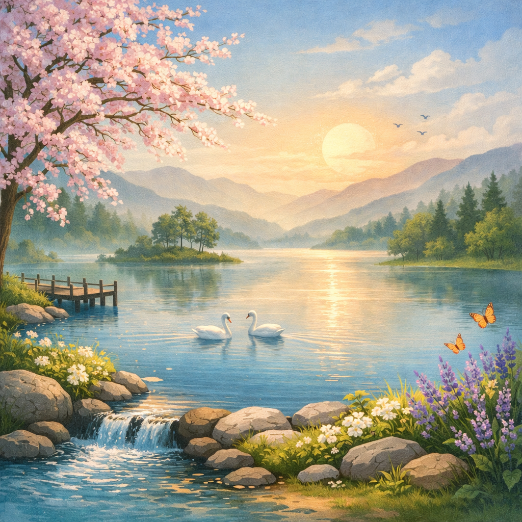 Tranquil Swan Lake Wallpaper