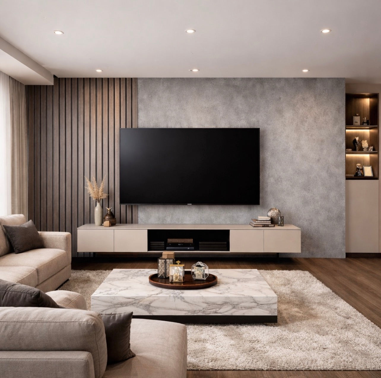 Concrete Slat Harmony Wallpaper