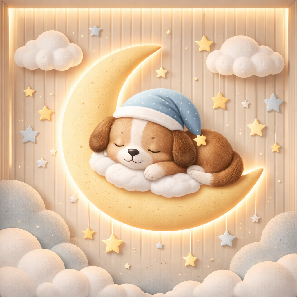Dreamy Moonlit Puppy Wallpaper