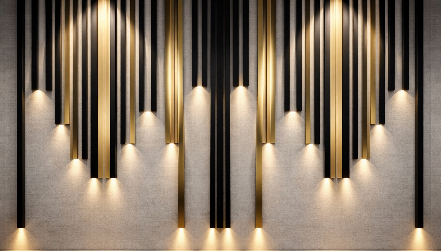 Black & Gold Light Panels Wallpaper Mural